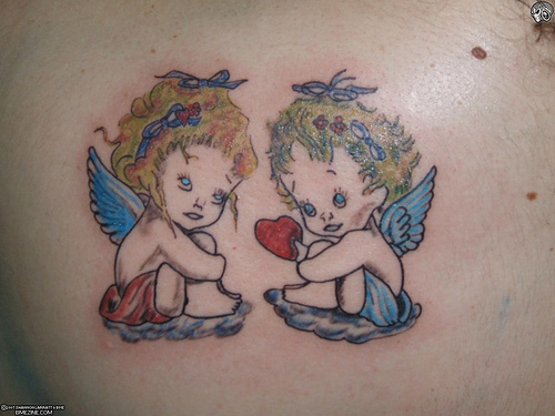Cute Baby Angels Love Couple Tattoo