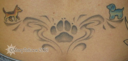 Cute Puppies with Puppy Paw Print Tattoo