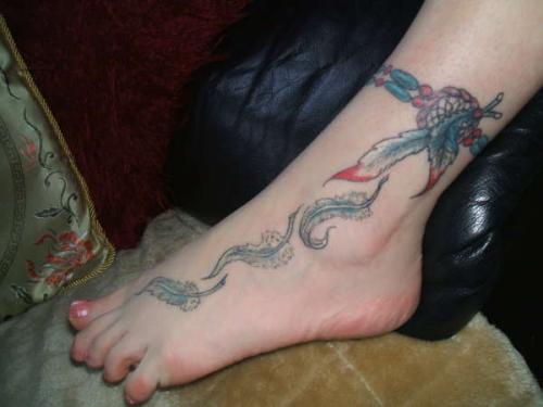 Dreamcatcher Tattoos On Girl Left Foot