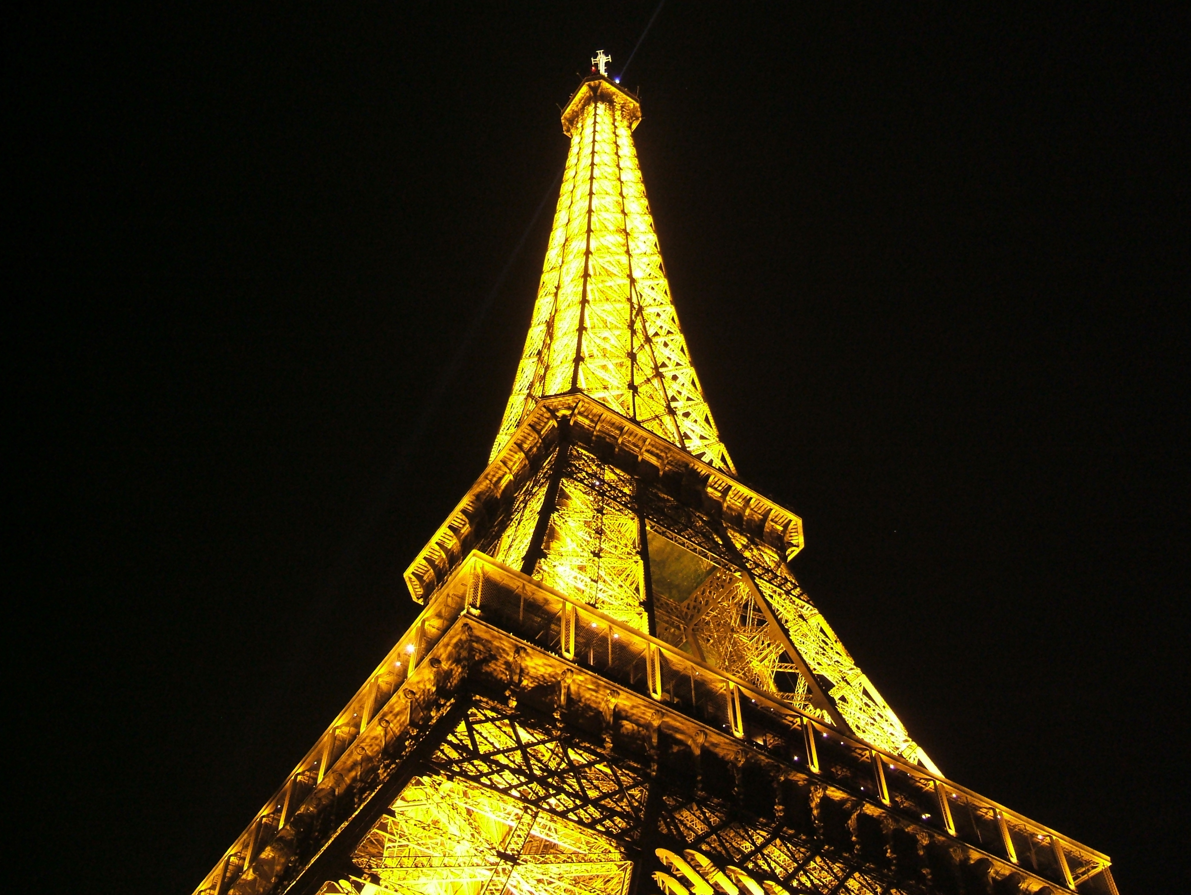 Eiffel Tower at night from Below