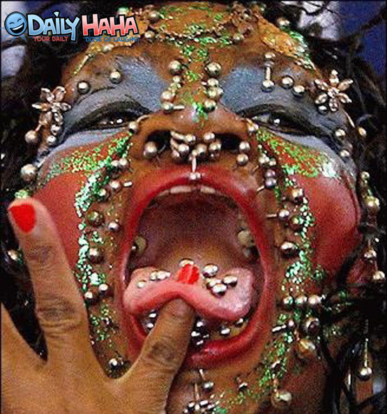 Funny Nasty Piercing Face Image