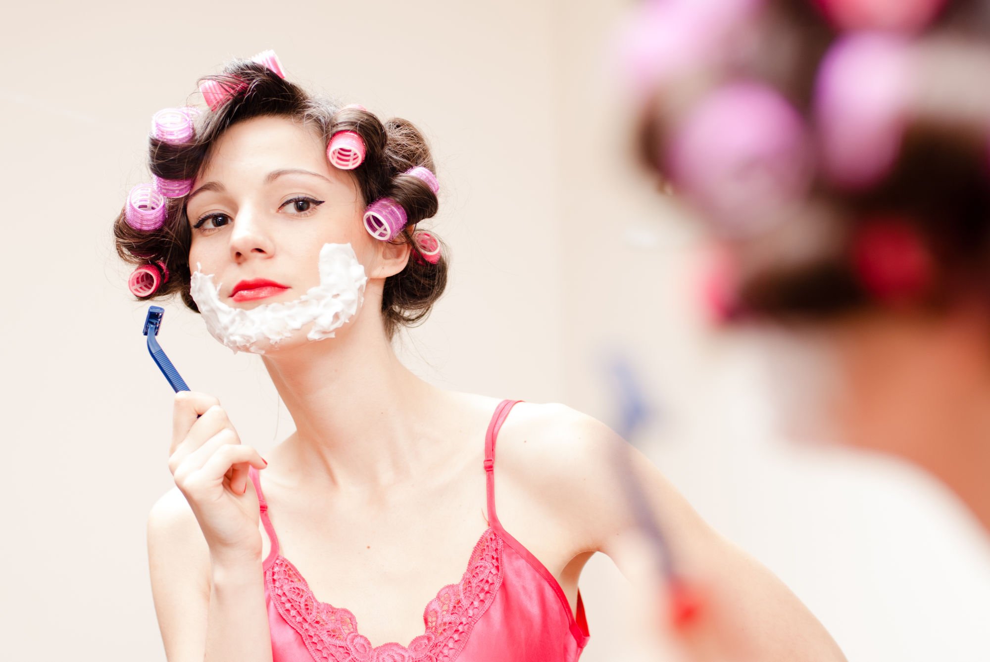 Girl With Shaving Face Funny Razor Image