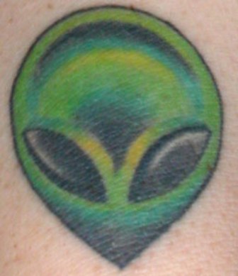 Green Alien Head Tattoo Image