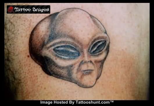 Grey Alien Head Tattoo