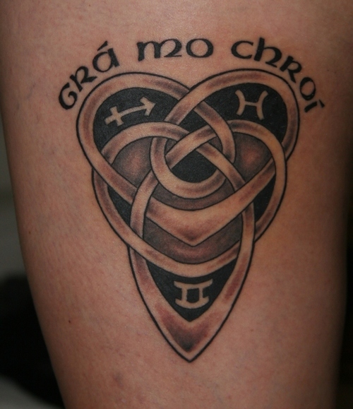 Grey Celtic Knot Tattoo On Bicep