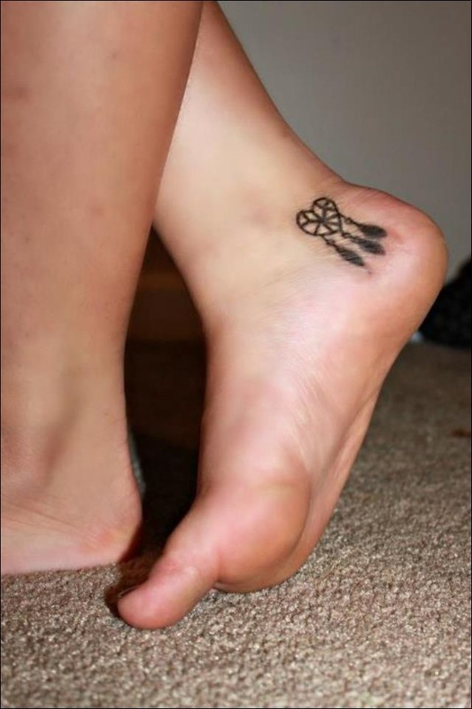 Heart Dreamcatcher Tattoo On Foot Heel