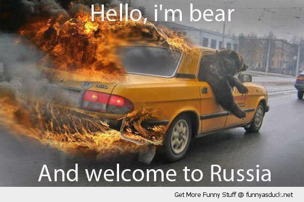 Hello I Am Bear And Welcome To Russia Funny Fire Picture