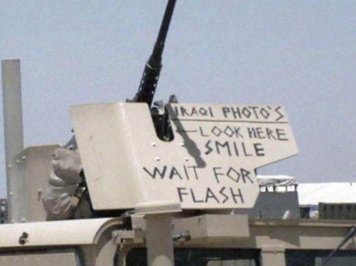 Look Here Smile wait For Flash Funny Military Picture