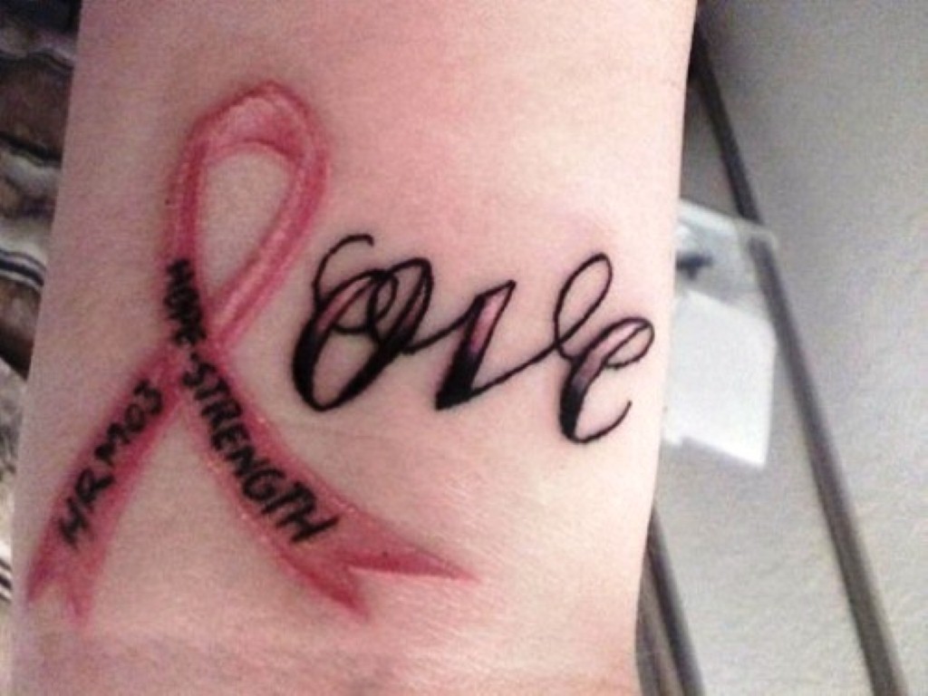 Love Breast Cancer Tattoo Design For Arm