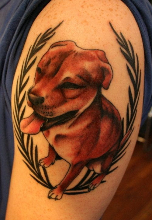 Lovely Realistic Puppy Tattoo on Shoulder
