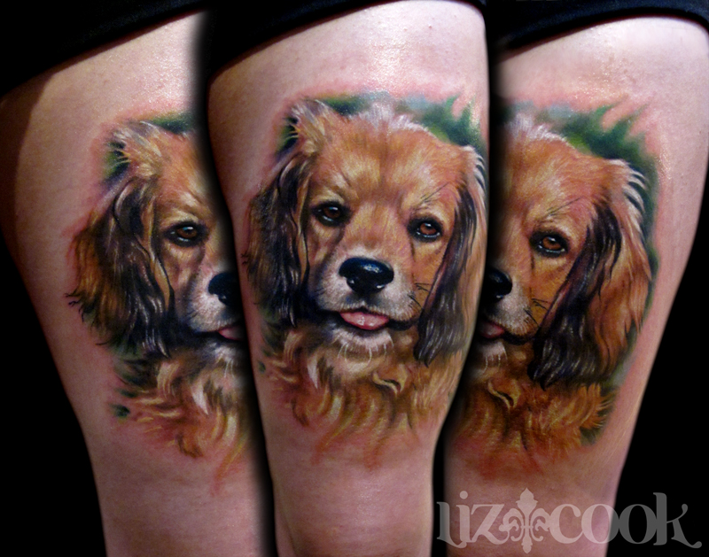 Maddy’s Dog Portrait Tattoo by Liz Cook