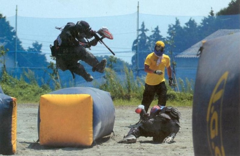 Man Jumping With Funny Paintball