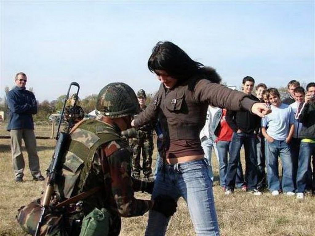 Military Checking Girl Funny Picture