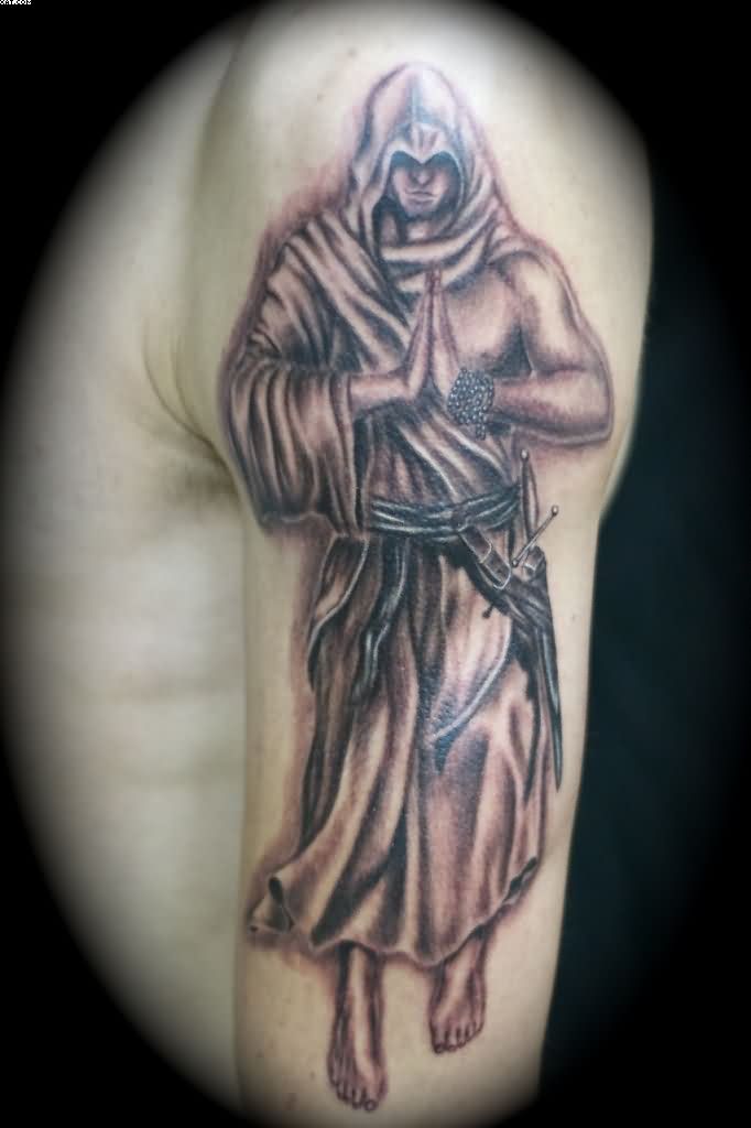 Praying Angel Tattoo On Man Left Half Sleeve