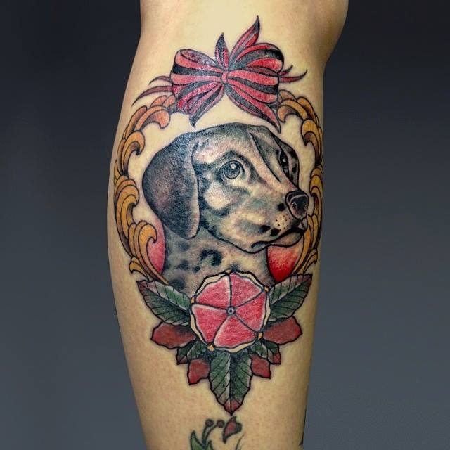 Puppy Memorial Portrait Tattoo by Dejan Furlan