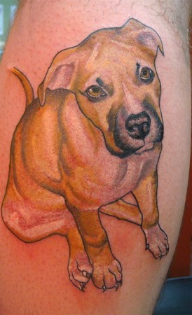 Puppy Portrait Tattoo on Bicep