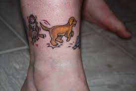 Puppy and gerbil tattoo on ankle