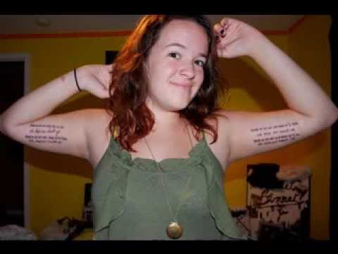 Quotes Tattoo On Girl Both Bicep
