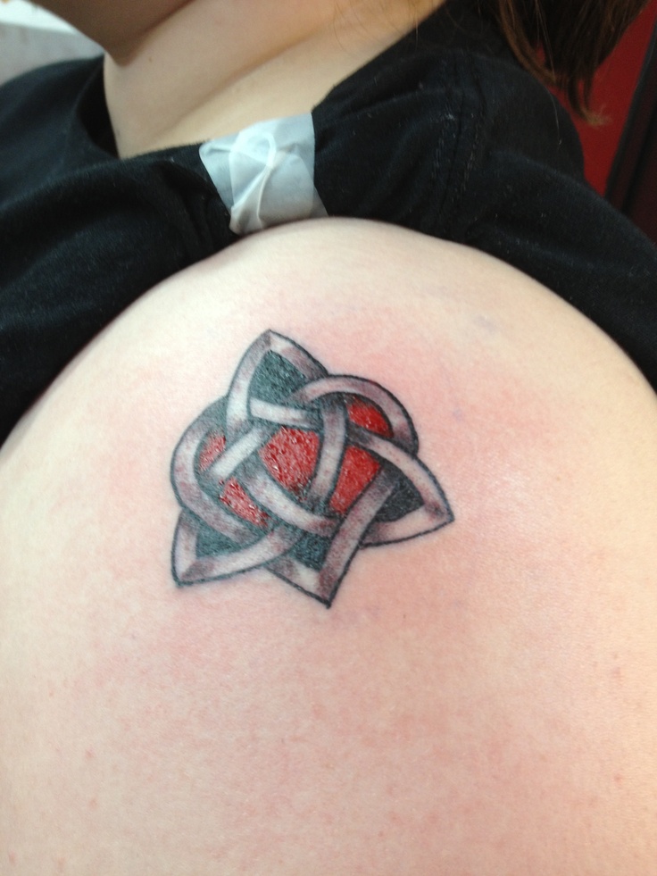 Red And Grey Ink Celtic Knot Tattoo