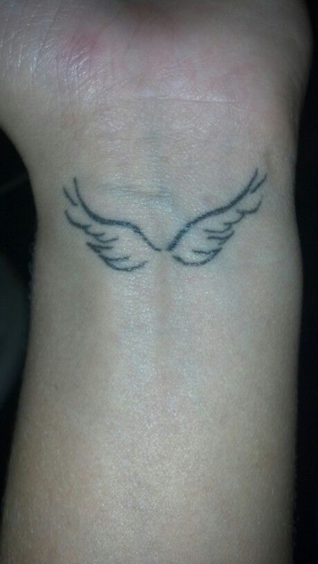 Small Angel Wings Tattoo on Wrist