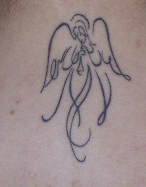 Small angel outline tattoo