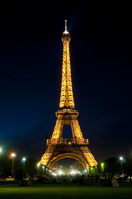 Sparkling Eiffel tower, Paris, France at Night