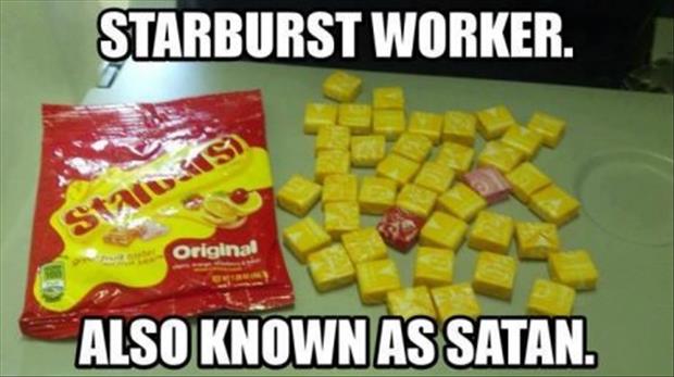 Starburst Worker Also Known As Satan Funny Candy Image