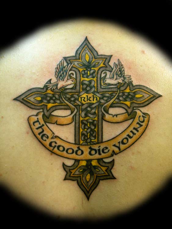 The Good Die Young Celtic Cross Tattoo Design Idea