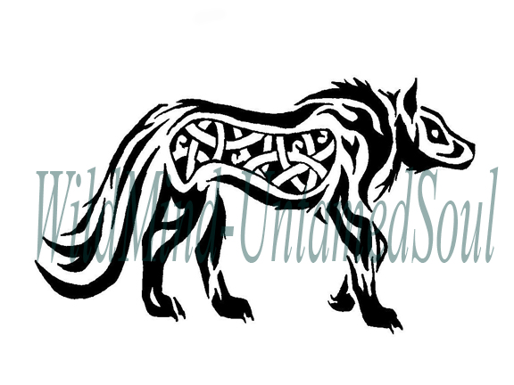 Walking Celtic Wolf Tattoo Design
