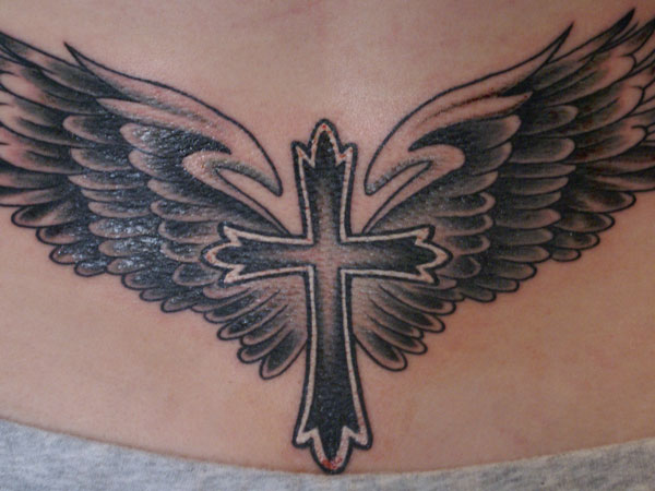 Winged Cross With Angel Wings Tattoo Idea