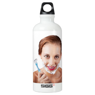 Woman Shaving Face With Sigg Funny Razor Image