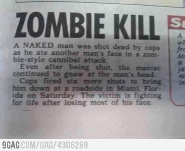 Zombie Kill Funny Newspaper Picture