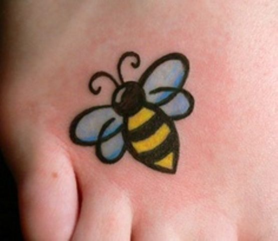 Amazing Bumblebee Tattoo On Foot