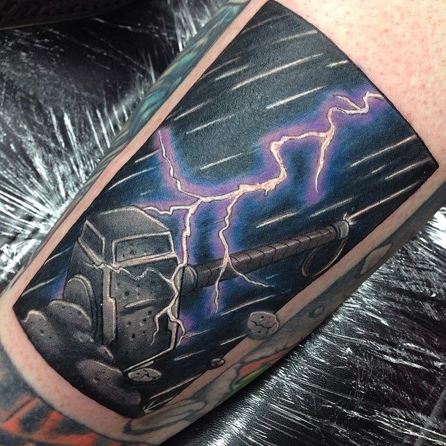 Amazing Thor Hammer Tattoo Design For Arm By Craig Holmes