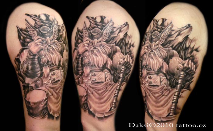 Amazing Thor Tattoo Design For Shoulder By Dusan