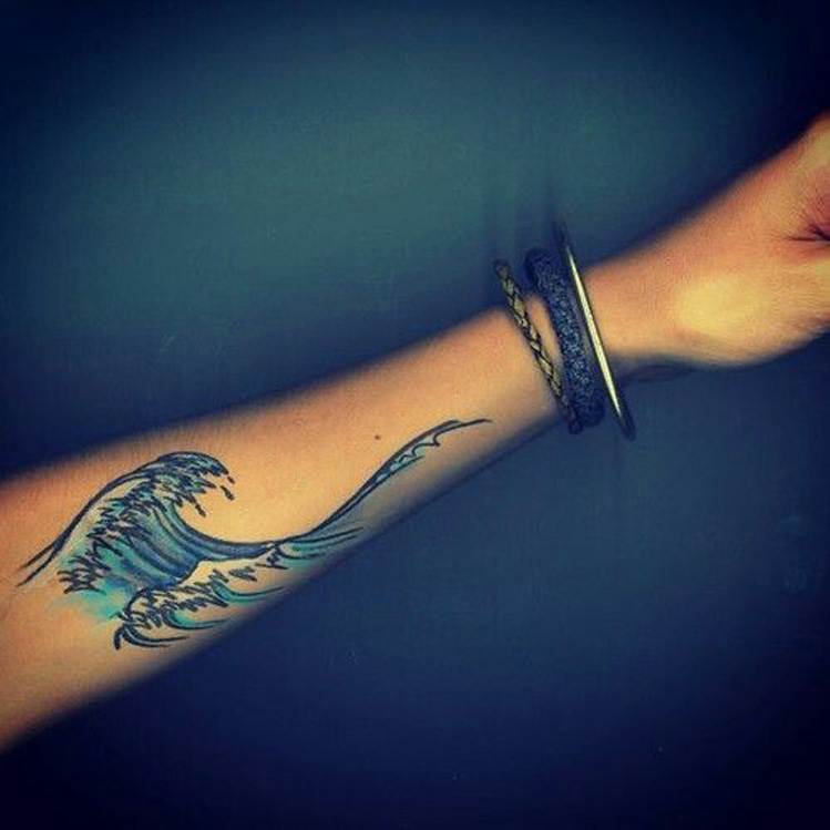 Amazing Wave Tattoo On Forearm