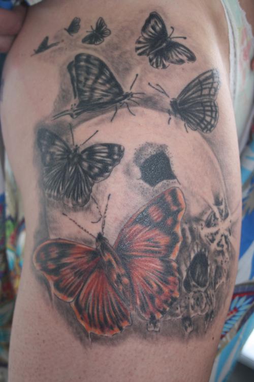 Awesome Nature Butterflies Tattoo On Bicep