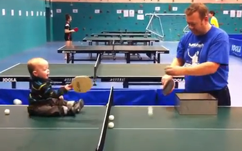 Baby Playing Table Tennis Funny Picture