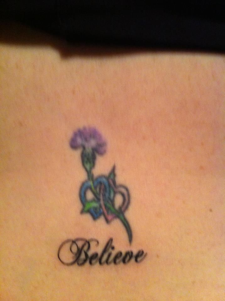 Believe - Thistle With Hearts Tattoo