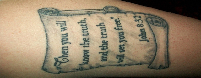 Bible Quote In Scroll Tattoo Design