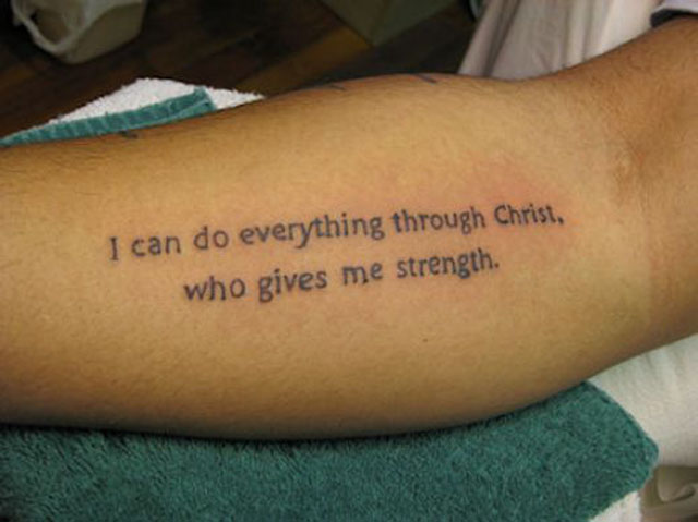 Bible Quote Tattoo On Forearm
