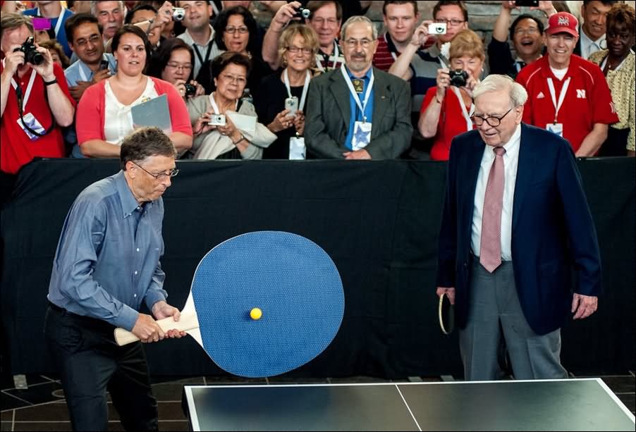 Bill Gates Playing Table Tennis With Giant Bat Funny Picture