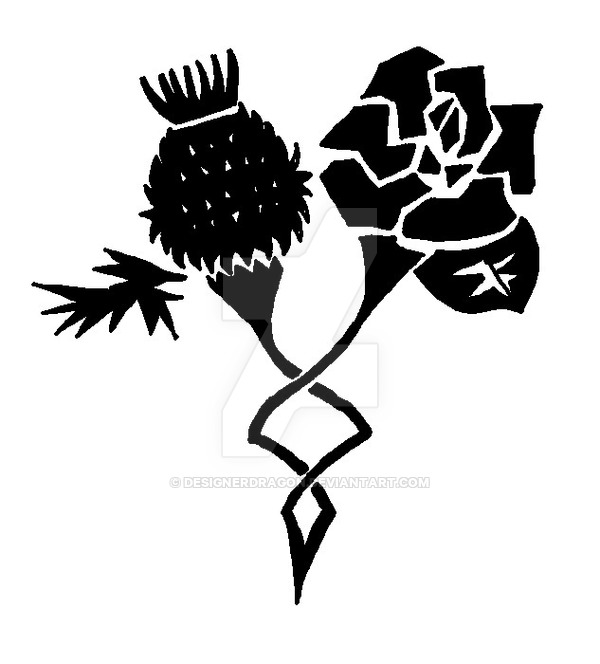 Black Thistle And Rose Tattoo Stencil By Designerdragon