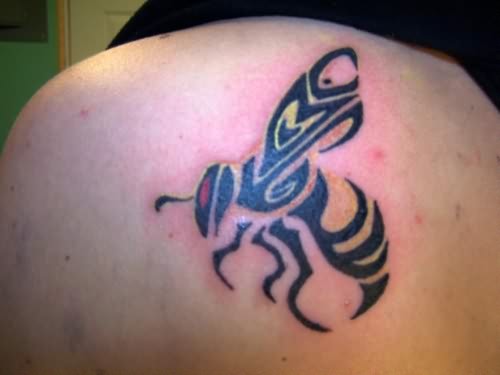 Black Tribal Bumblebee Tattoo Design