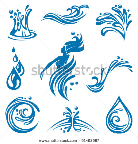 Blue Water Symbol Tattoo Flash