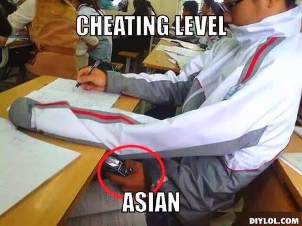Cheating Level Funny Asian Student Picture
