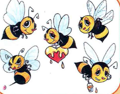 Cute Five Bumblebee Tattoo Flash