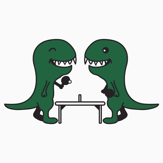 Dinosaur Playing Table Tennis Funny Drawing Image