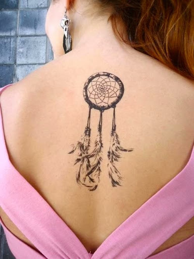 Dreamcatcher Tattoo On Upper Back