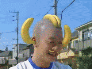 Funny Asian Man Hat Banana Gif